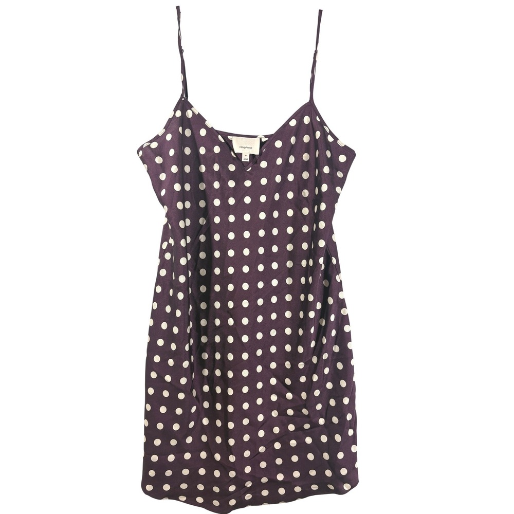 Cinq a Sept Purple Polka Dot Satin Mini Slip Dress Size 10 Sleeveless V-Neck